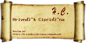 Hrivnák Cipriána névjegykártya